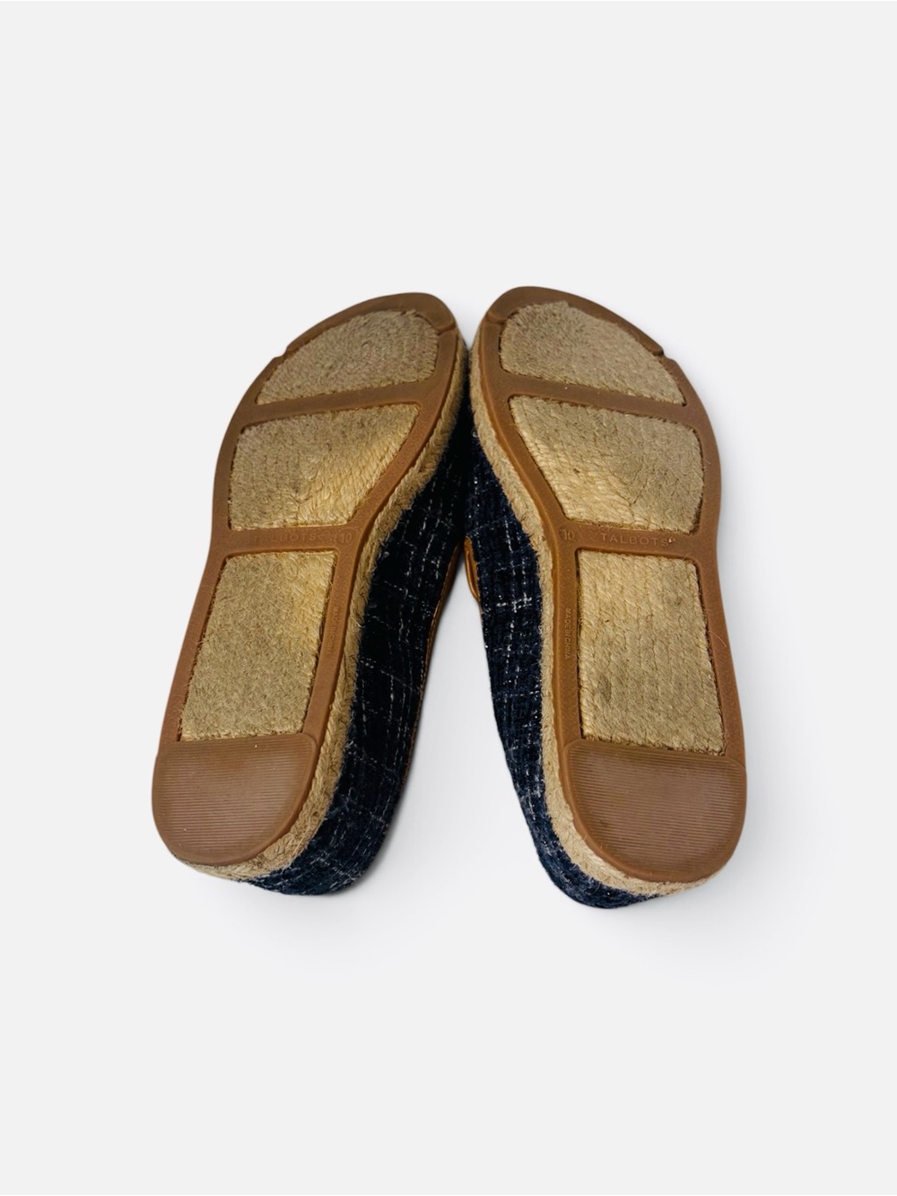 Talbots Izzy Tassel Espadrilles Navy Bouclé Tweed Loafers 10M - Picture 9 of 10